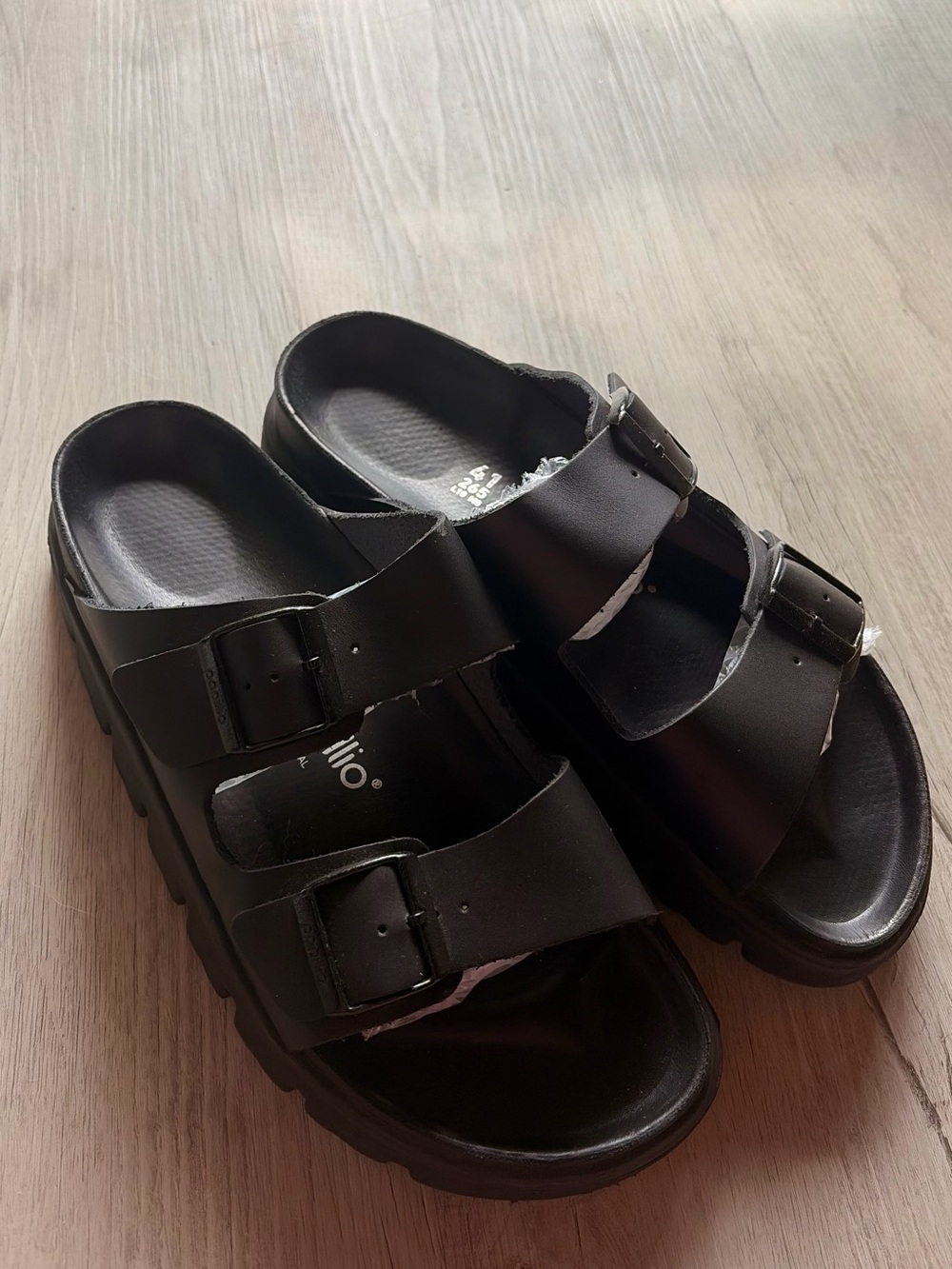 Papillio by Birkenstock Arizona Chunky Exquisite Black Leather Sandals 41